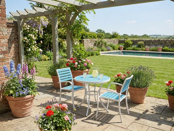 Premium Light Blue and White 3-Piece Outdoor Patio Bistro Set with Armchairs Outdoor Set - Buy in Nigeria | Authentic Furniture