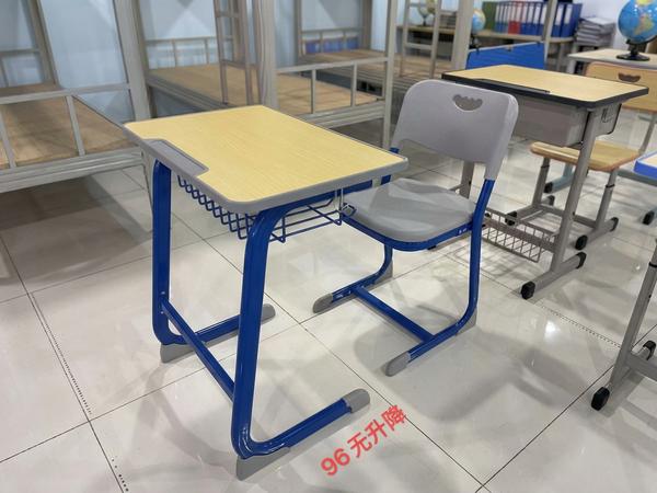 Modern Single Student Desk and Chair Set with Wire Storage Basket