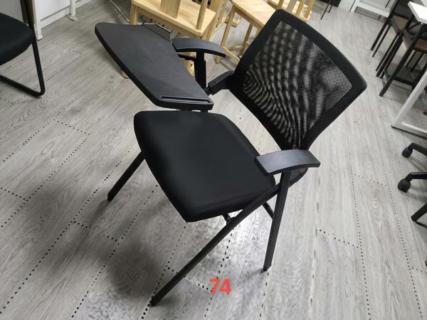 Ergonomic Black Mesh Training Chair with Foldable Writing Tablet