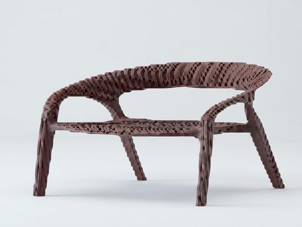 Modern Black / Coffee Brown Woven Outdoor Lounge Chair with Curved Backrest - view 2