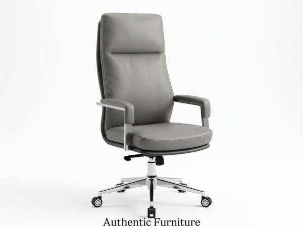 Quality Contemporary Taupe Leather High-Back Executive Office Chair Office Chairs (Alternative View) - Authentic Furniture