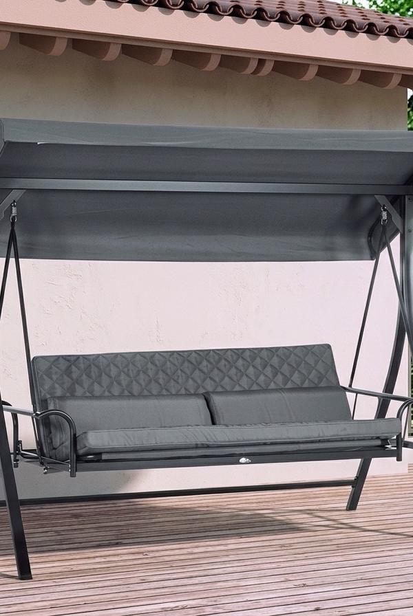 Premium Premium Grey 3-Seater Outdoor Covered Patio Swing with Cushion Outdoor Set - Buy in Nigeria | Authentic Furniture