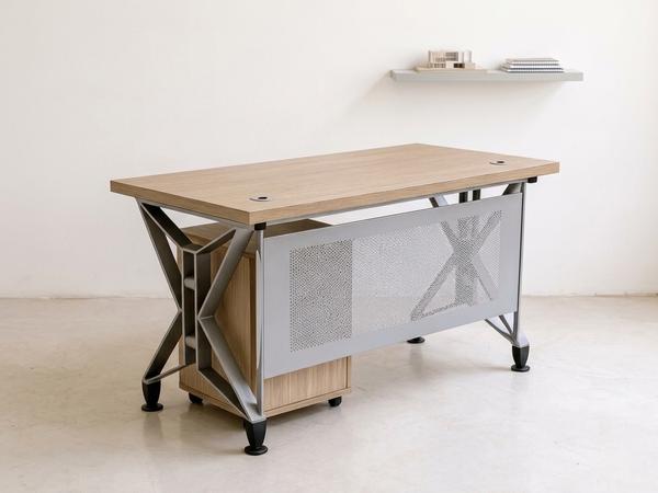 Premium Modern Industrial Light Wood Office Desk with Perforated Modesty Panel Office Desk - Buy in Nigeria | Authentic Furniture