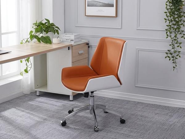 Premium Contemporary Two-Tone Orange and White Leather Mid-Back Office Chair Office Chairs - Buy in Nigeria | Authentic Furniture