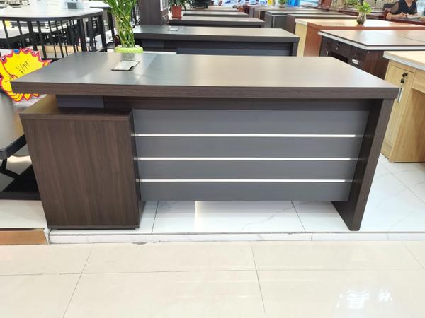 Premium Luxury Dark Walnut Executive Desk with Metallic Accented Modesty Panel Office Desk - Buy in Nigeria | Authentic Furniture