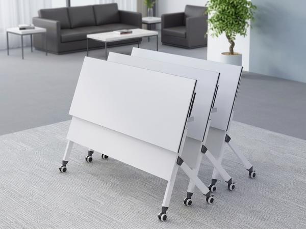 Quality Mobile White Folding Training Table with Under-Desk Storage Office Table (Alternative View) - Authentic Furniture