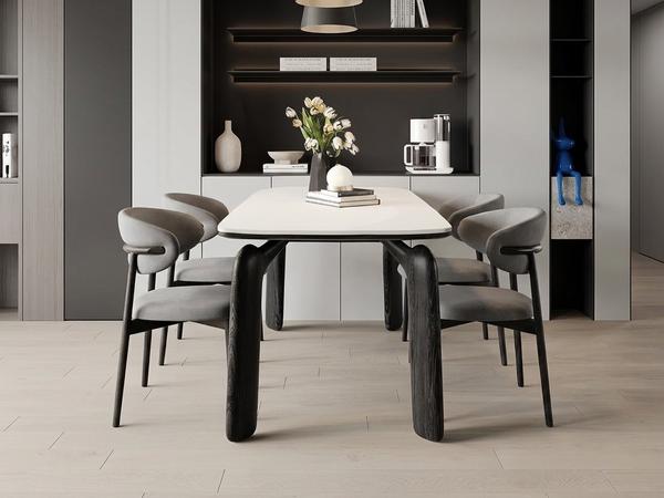 Premium Modern Minimalist 4-Seater Dining Set with Sculptural Table and Curved Grey Chairs Dining  Sets - Buy in Nigeria | Authentic Furniture