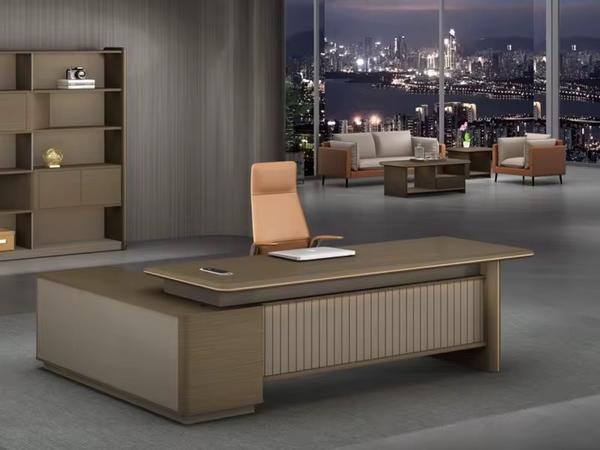 Quality Luxury Walnut Wood Executive L-Shaped Desk with Illuminated Fluted Panel Office Desk (Alternative View) - Authentic Furniture