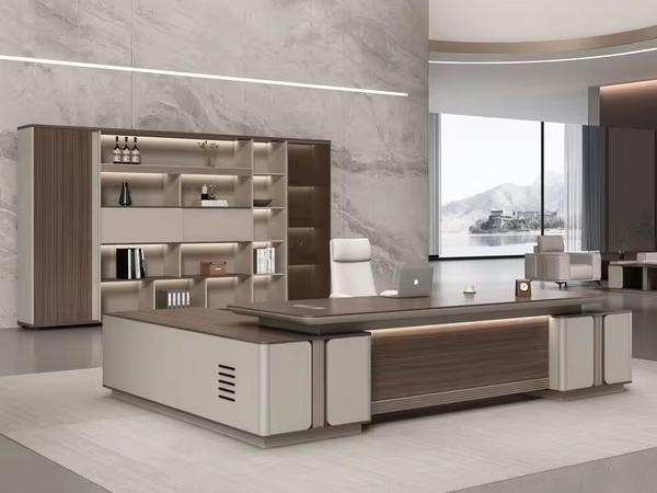 Premium Grand Symmetrical Dark Wood Executive Desk with Ambient LED Lighting Office Desk - Buy in Nigeria | Authentic Furniture