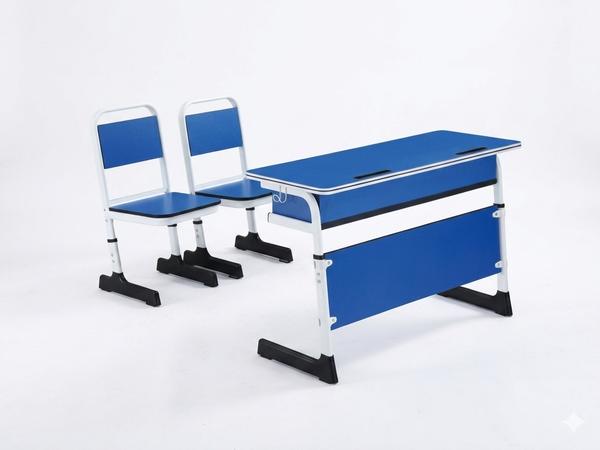 Premium Ergonomic Adjustable Blue and White Double Student Desk with Chairs Student Chair - Buy in Nigeria | Authentic Furniture