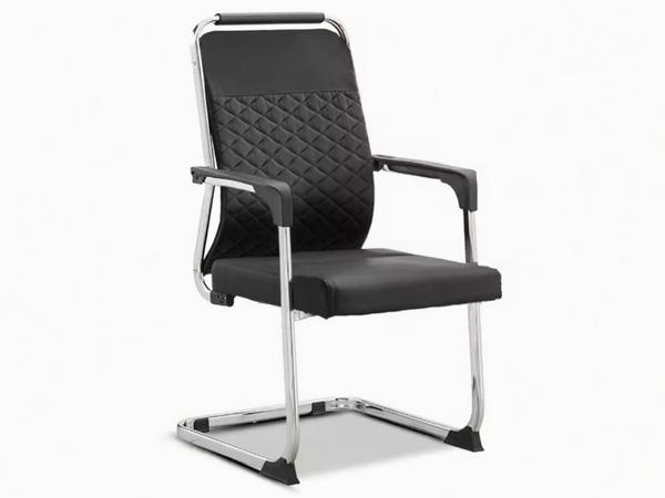 Premium Executive Black Leather Sled Base Guest Chair with Diamond Stitching Office Chairs - Buy in Nigeria | Authentic Furniture