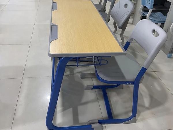 Quality Collaborative Double Student Classroom Desk with Wire Storage Student Chair (Alternative View) - Authentic Furniture