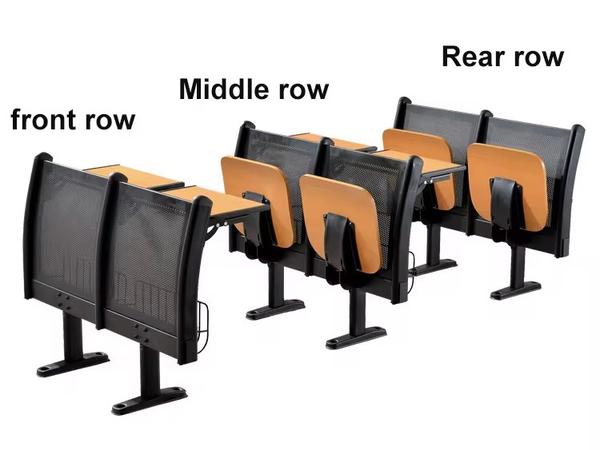 Quality Double-Seat University Lecture Hall Desk System with Perforated Panels Student Chair (Alternative View) - Authentic Furniture