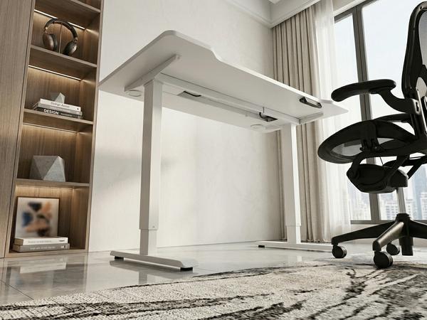 Quality Textured White Adjustable Height Electric Standing Desk Electric Desks (Alternative View) - Authentic Furniture