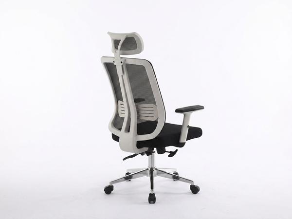 Quality Ergonomic Black and White High-Back Mesh Office Chair with Adjustable Headrest Office Chairs (Alternative View) - Authentic Furniture