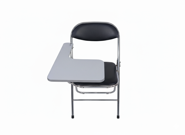 Black Padded Folding Student Chair with Writing Pad