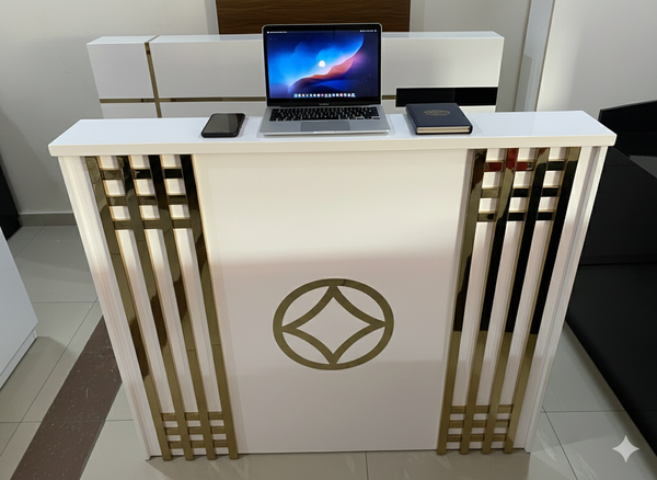 Premium Premium White & Gold Design Reception Desk Office Tables - Buy in Nigeria | Authentic Furniture