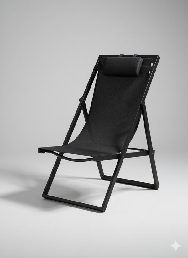 Portable Folding Lounge Mesh Recliner with Neck Pillow - view 2