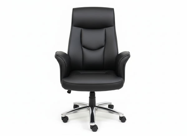 Black Leather Swivel Office Chair