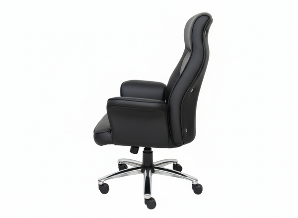 Black Leather Swivel Office Chair - view 2